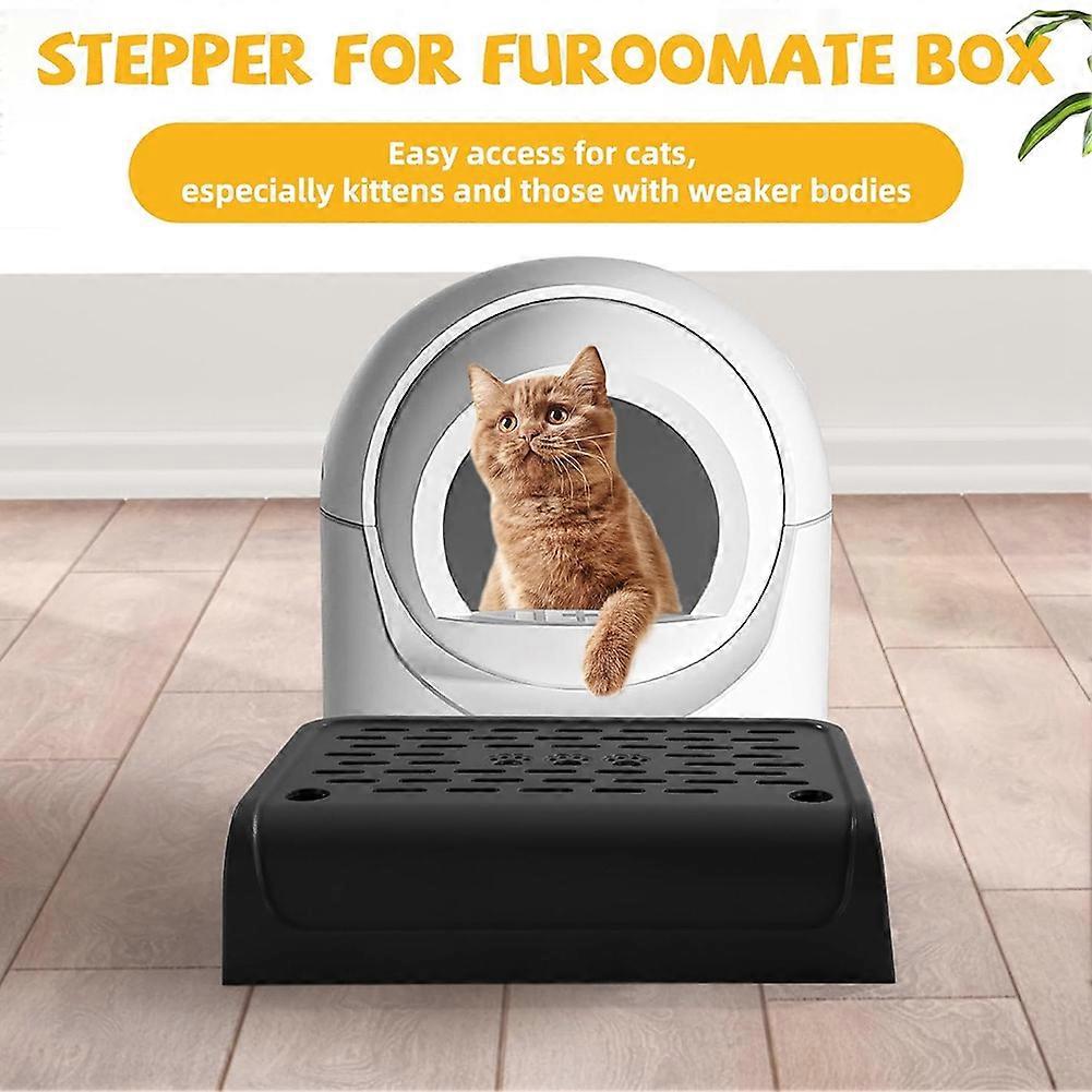 Cat Litter Box Ramp with Filter Function, with Storage Black