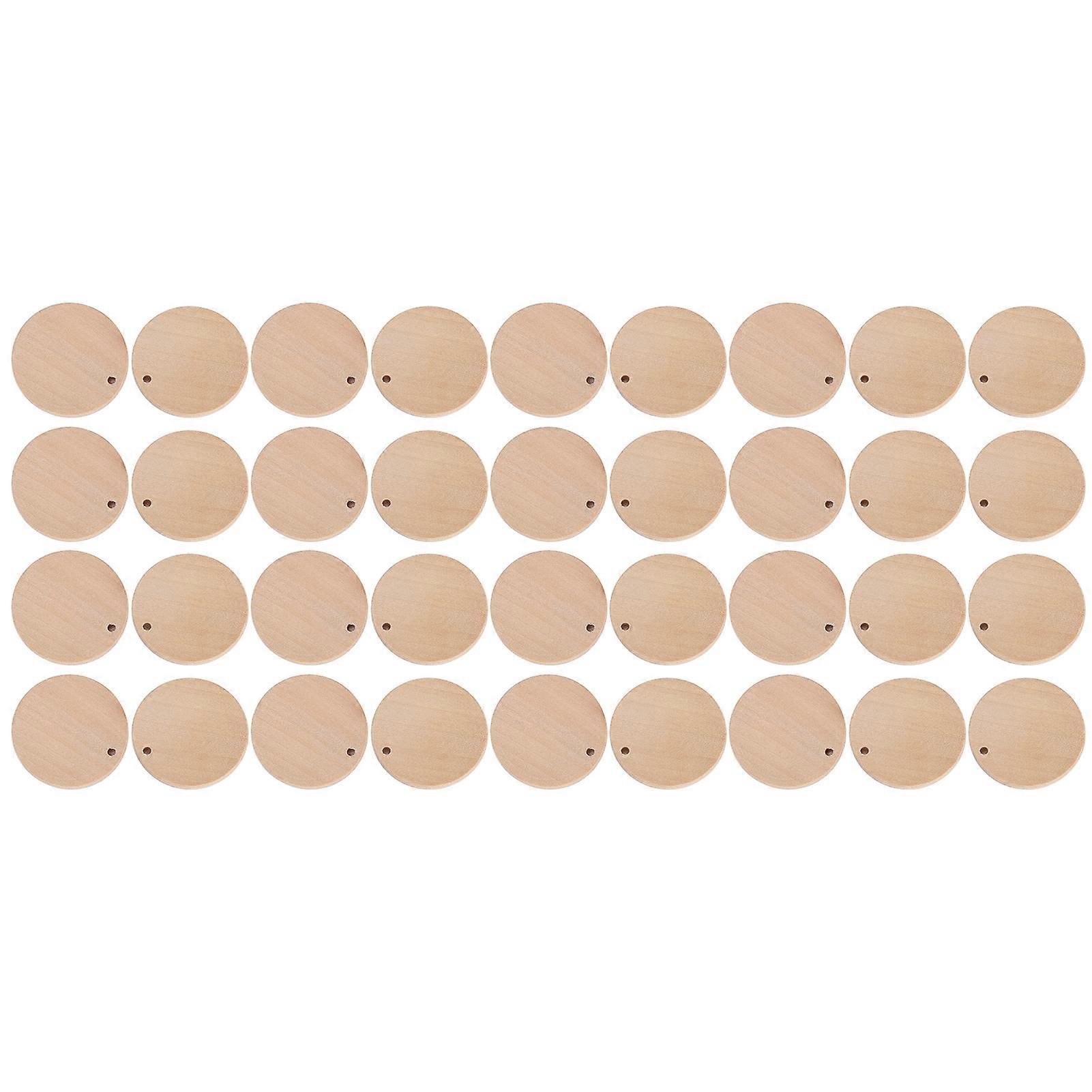 50Pcs 우드 칩 장식 라운드 DIY 공예 천공 플레이크 조각 축제 액세서리 30mm