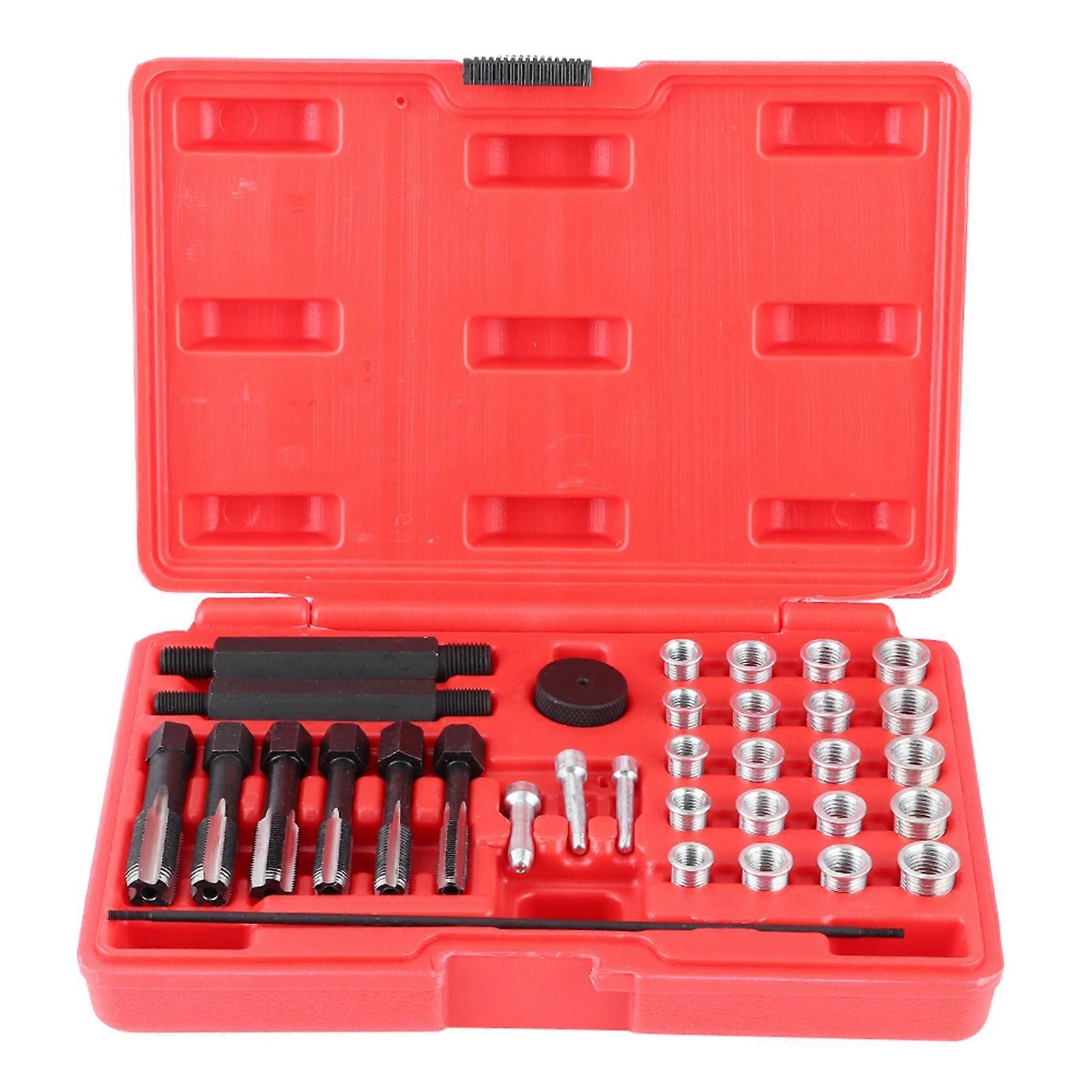 VOBOR 33PCS Glow Plug Thread Repair Kit, Thread Repair Tool, Tap Insert Driver Guide Pin Thread Insert Tool Set M8 M10 M12