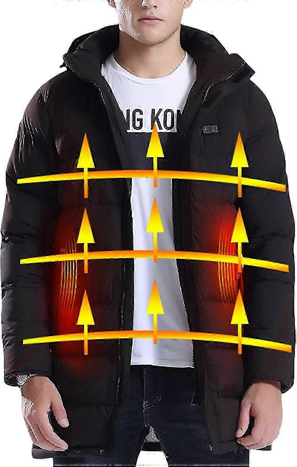 USB Heated Jacket Unisex, 3-Temp Adjustable Lightweight Hooded Coat with Zipped Pockets