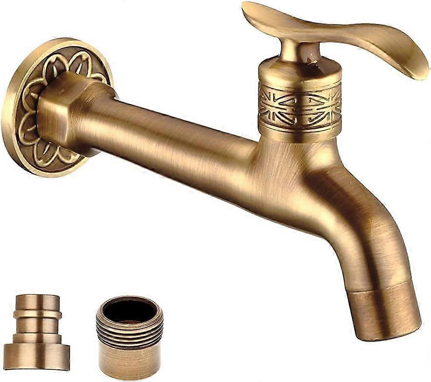 Antique Brass Wall Mount Washing Machine Faucet -Single Cold Tap