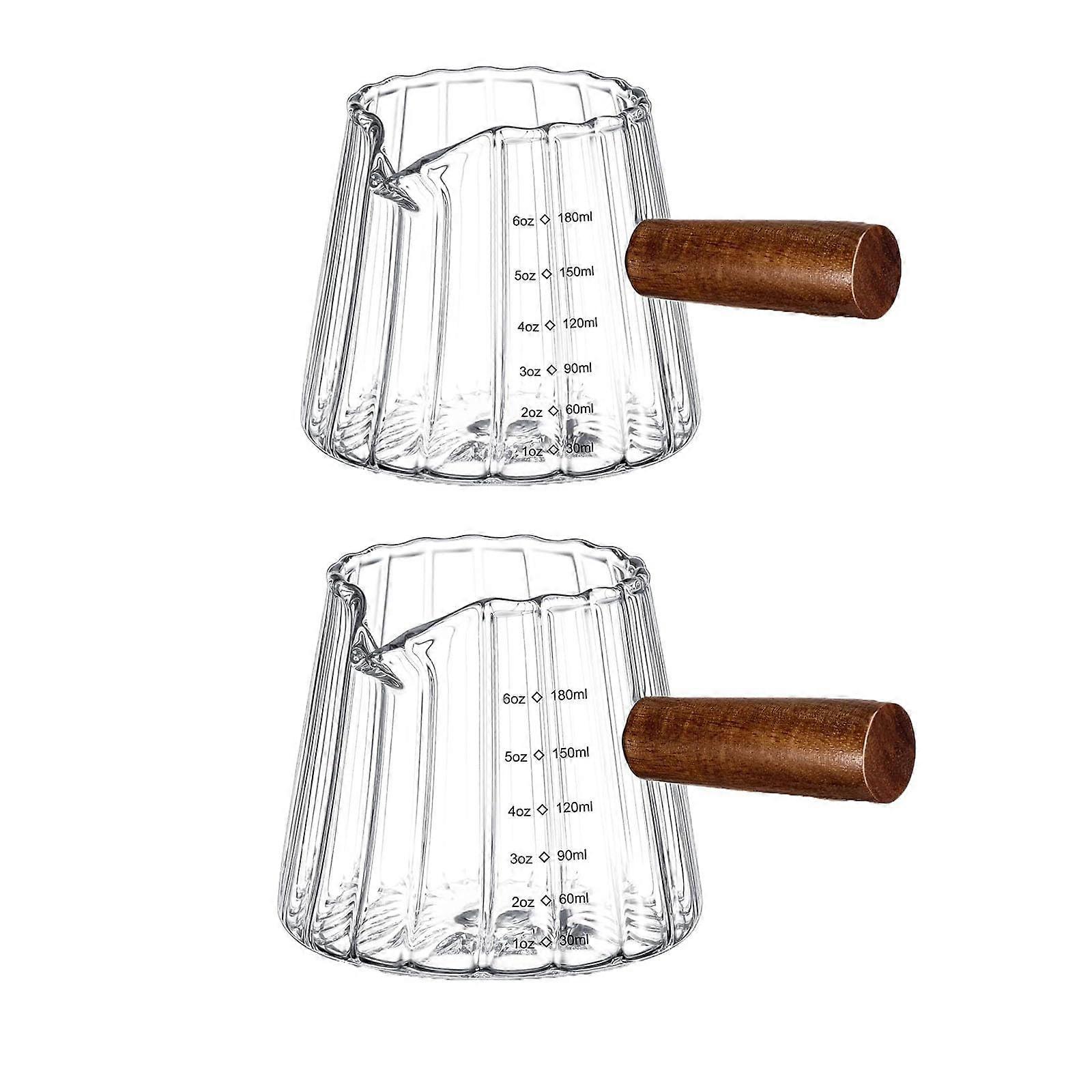 2 Pack Borosilicate Glass Measuring Cups for Coffee Milk 6 Oz/180 ml