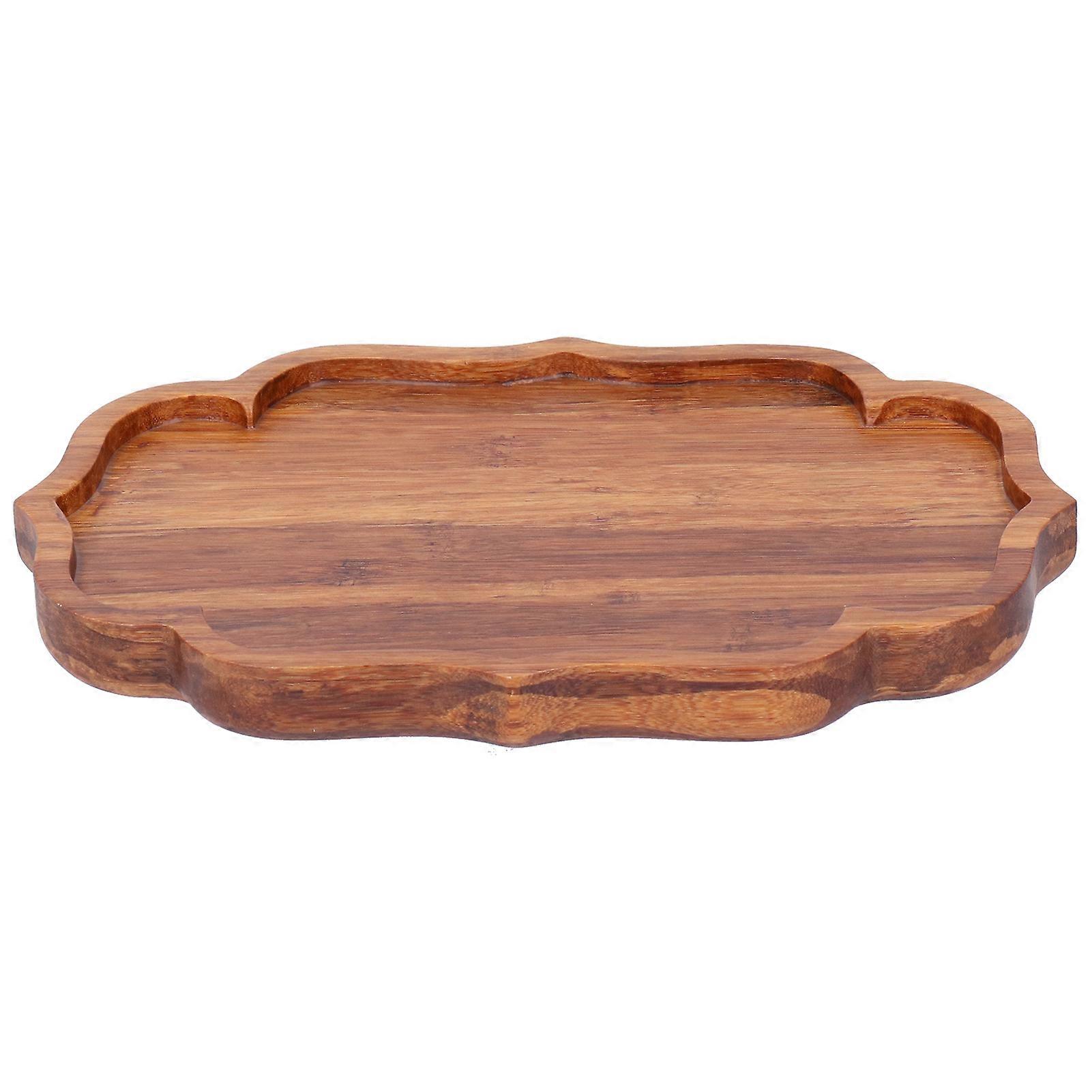 Bamboo Tea Tray Teaboard Serving Plate Japanese Style Tableware W/Protection Pad