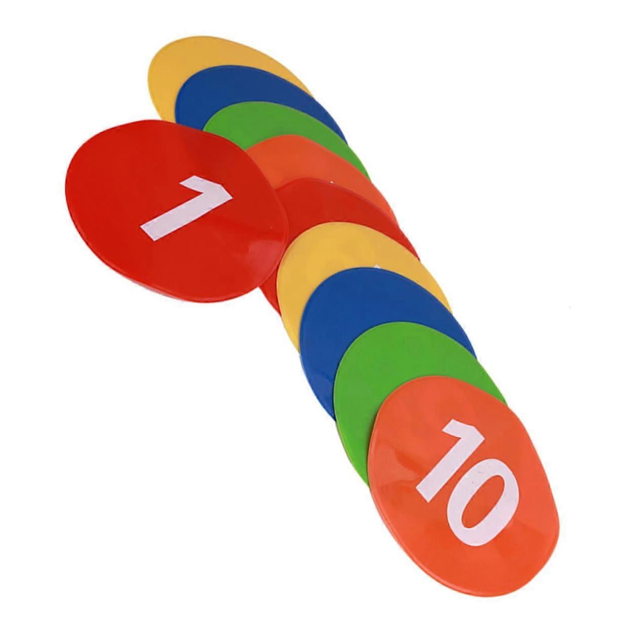 10 Pack Soccer Training Markers PVC Football Training Signs Number Printed 23cm Diameter for Gym Indoor