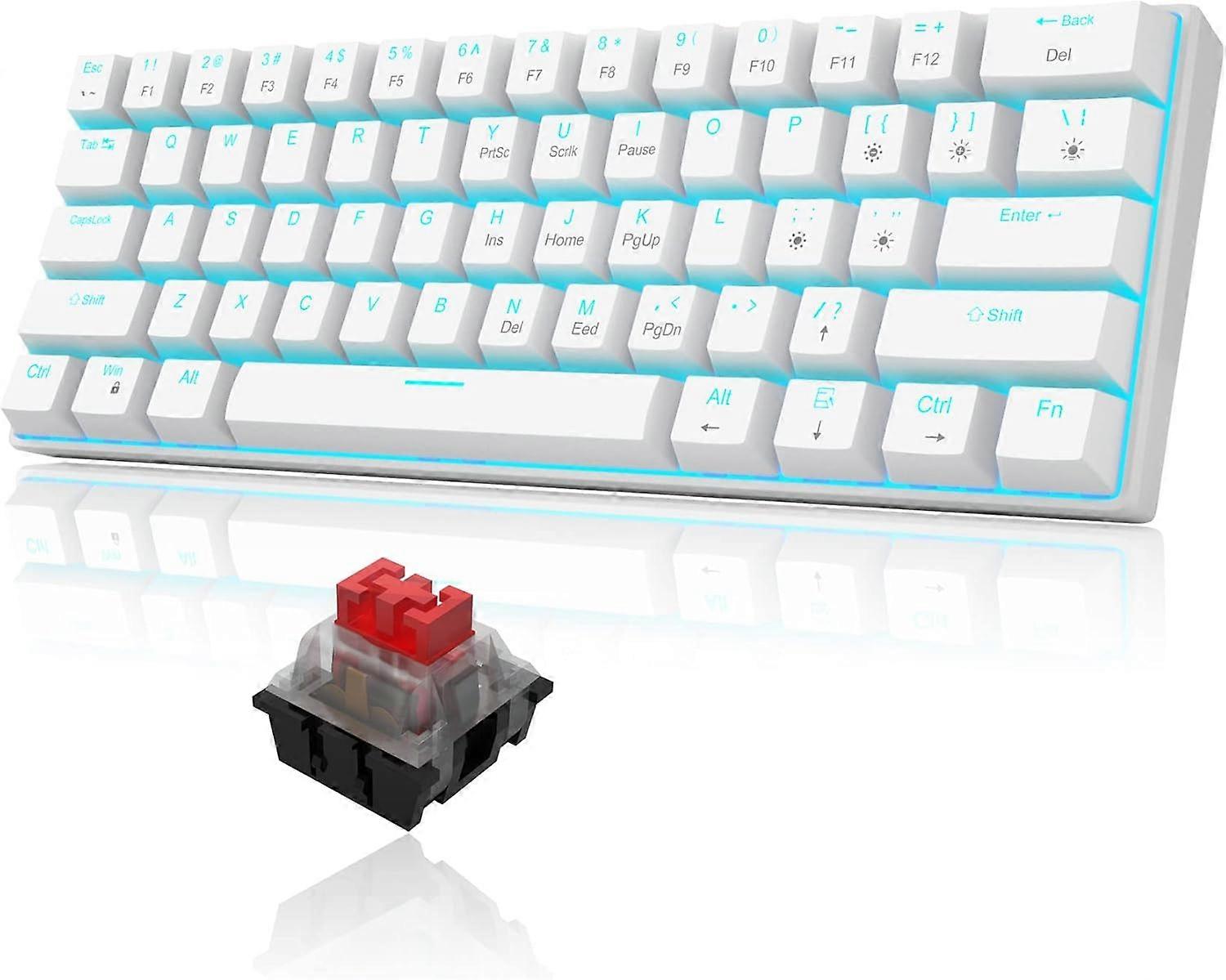 LX-1pcs61-key mechanical keyboard (white red axis ice blue light)