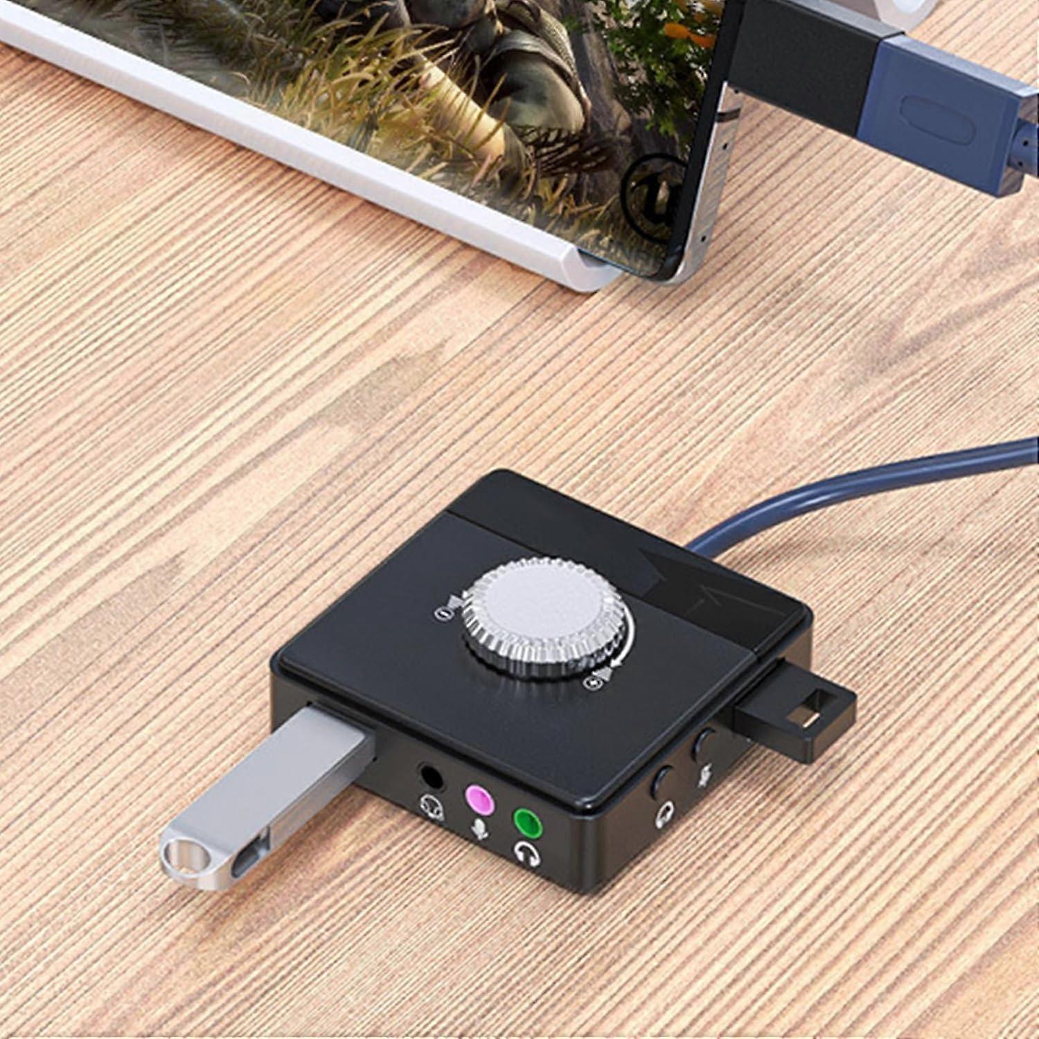 USB Sound Card External USB Audio Adapter With 3.5mm Jack, Plug And Play, Volume Control, PC And Laptop Compatible