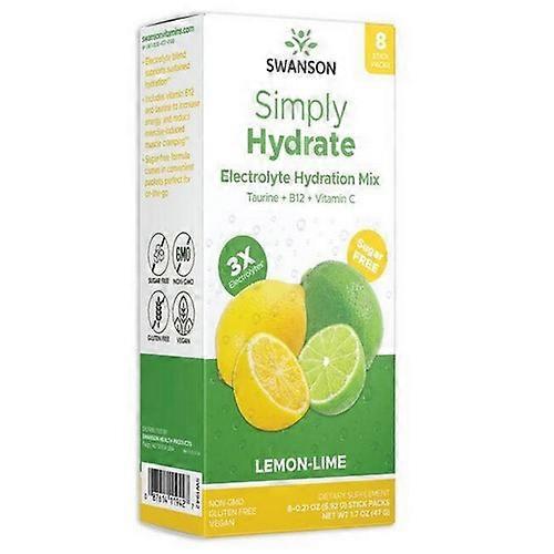 Swanson Vitamins Simply Hydrate Electrolyte Hydration Mix Lemon-Lime, 8 Packets