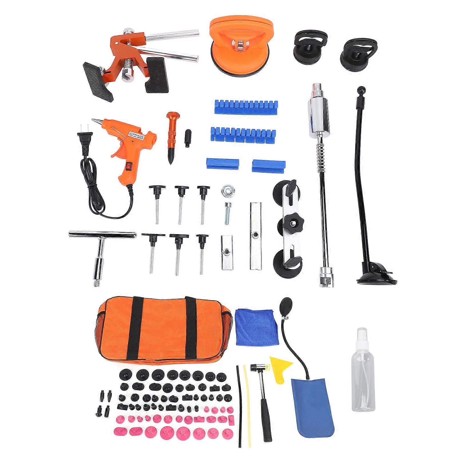 118PCS Paintless Repair Tool Adjustable Width Orange Lifter Dent Puller Kit for Car Motorcycle RV Fridge Washer