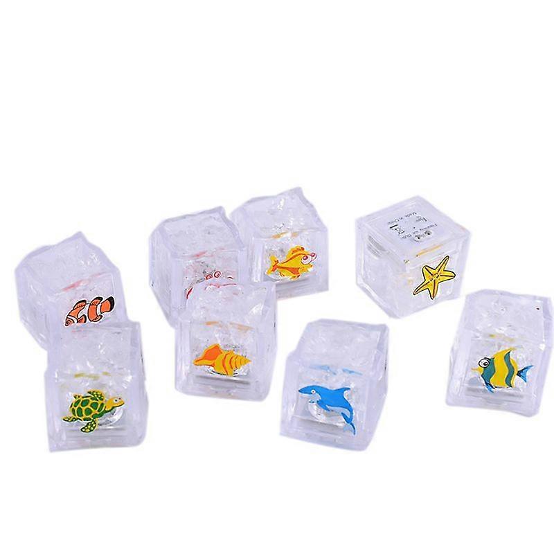 Bath Toys for Baby Toddler Floating Lit Ice Cubes LED Light Up with 7 Color Lights in Water Glowing Sea Animal Ice Cube