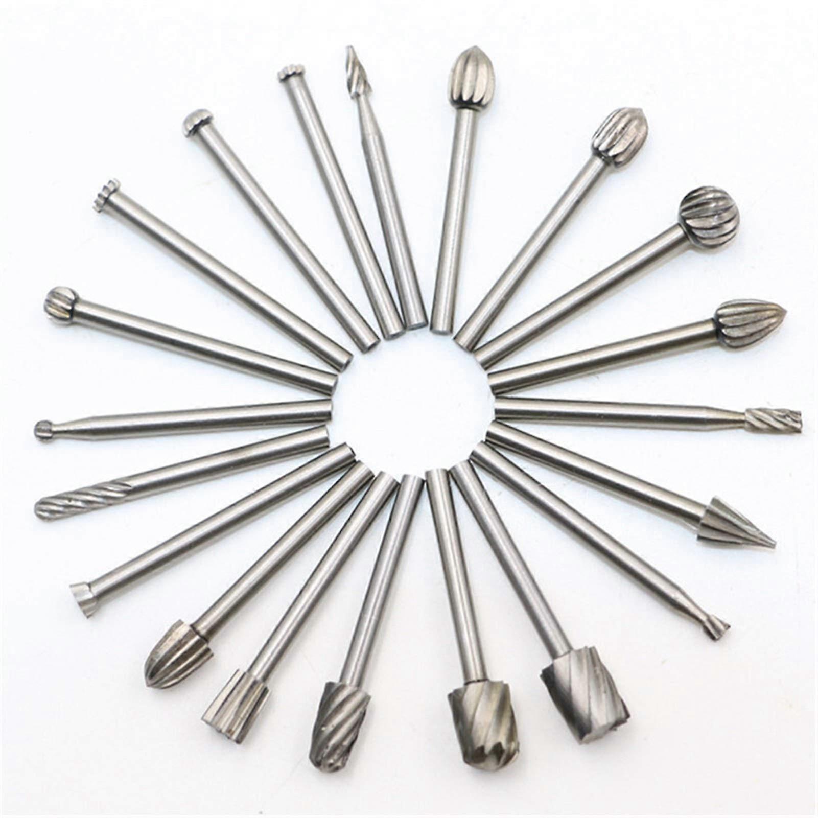 Jinchao-Router bits 20pcs Burr Milling Cutter Carving Machine Router Bits, 3mm HSS Rotary Routing Router Bit, Woodworking Tools Cutter