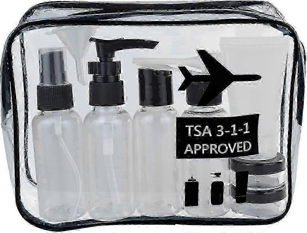 Travel Bottles Set with TSA Approved Toiletry Bag - Leak-Proof Containers for Liquids - Airplane Carry-On Compliant