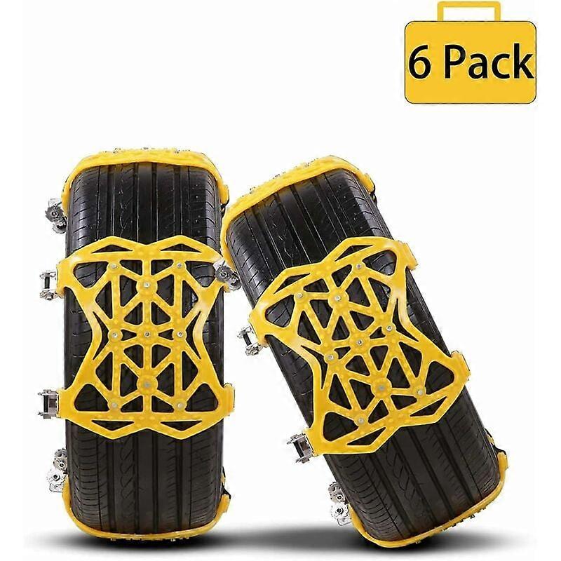 6pcs Universal Car Snow Chains, Easy to Install Snow Chain, Anti-Slip and Adjustable, Suitable for Most Vehicles, SUV Ti  SZRH