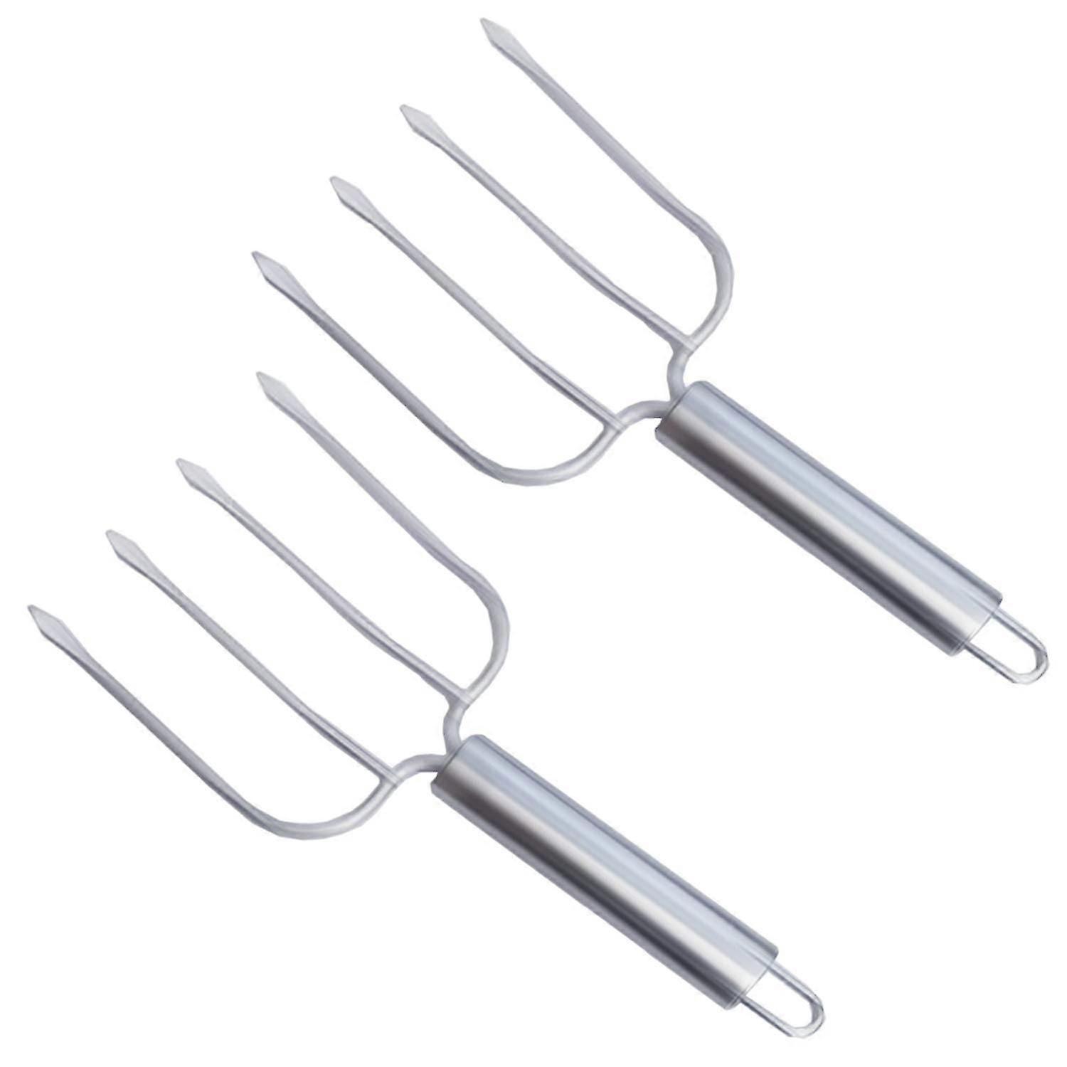 Stainless Steel Turkey and Poultry Lifters Set of 2,Four Needle Meat Fork, Professional Roaster Poultry Fork, Carving Forks