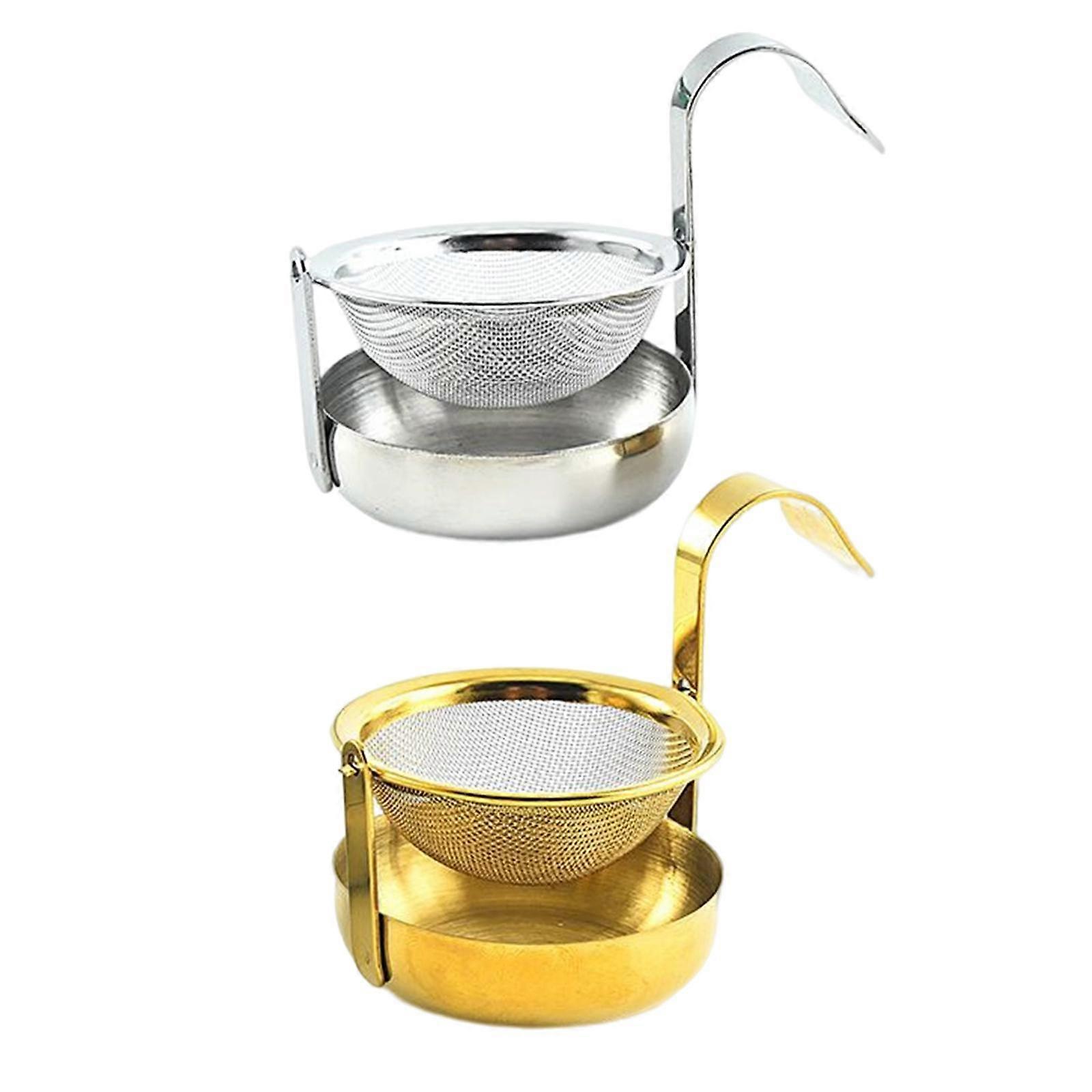 2Pcs 360 Rotatable Rotating Tea Strainer with Handle Kitchen Tool for Cafe