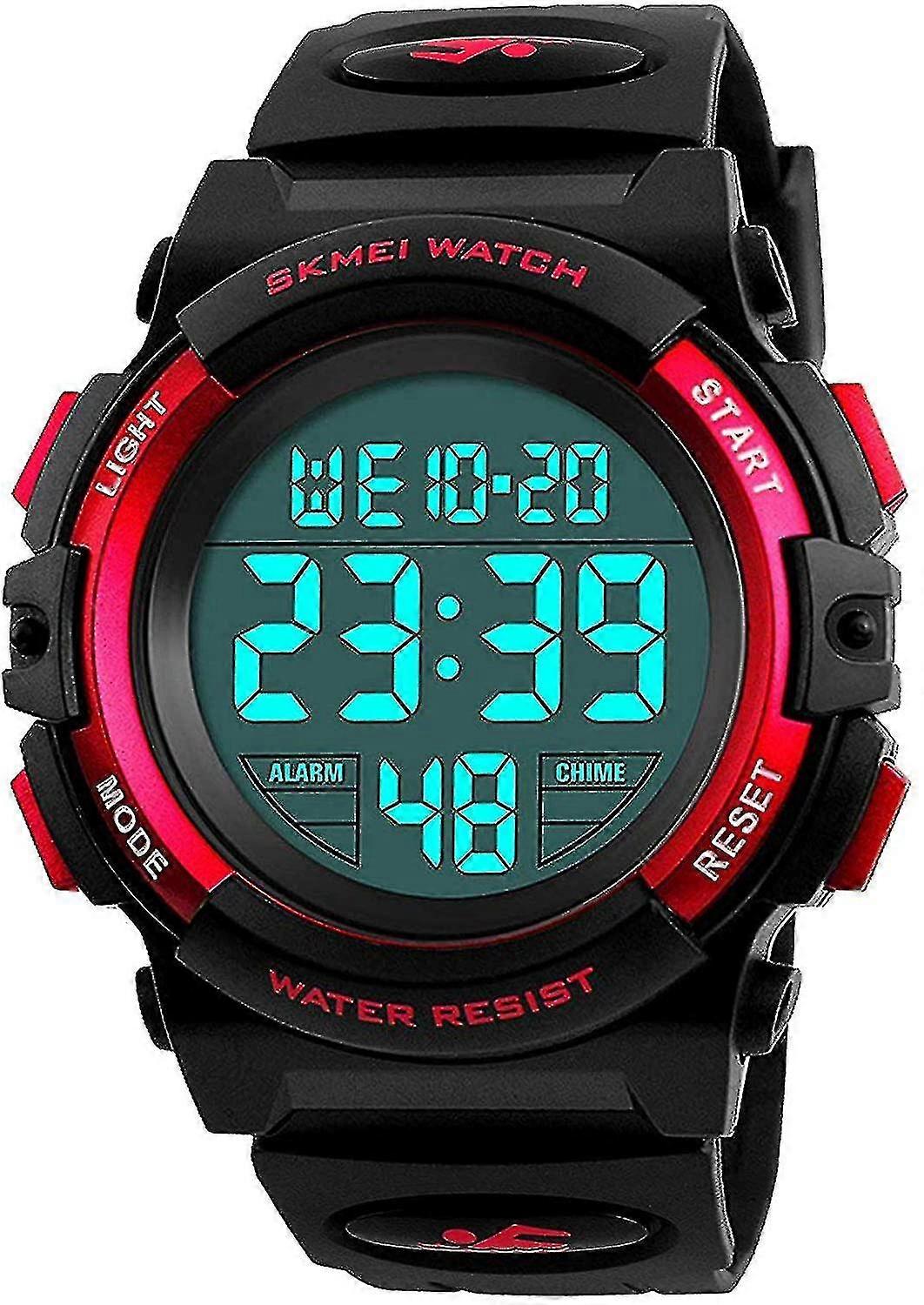Pojke Vattentät Casual Elektronisk Kvarts 7 Led Klocka Röd Barn Digital Sport Watch För Pojkar Flickor