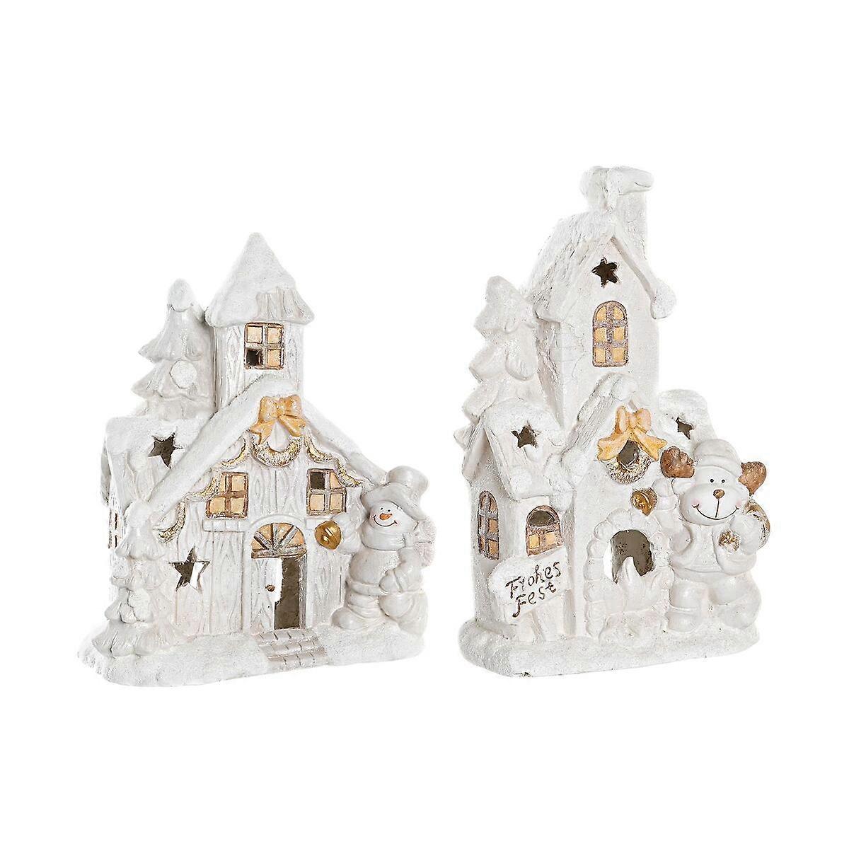 Christmas bauble DKD Home Decor House Snowfall Magnesium (38 x 21 x 45 cm) (2 Units)