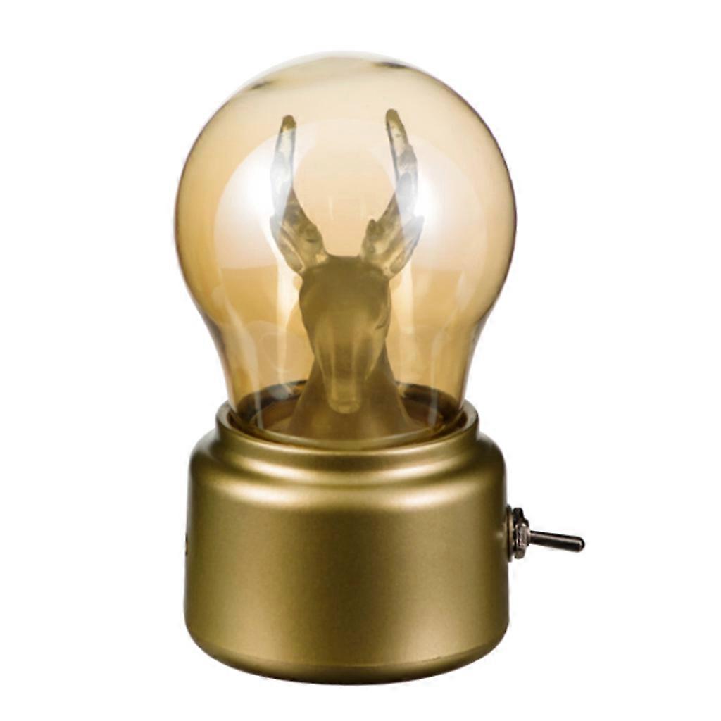 Elk/Christmas Tree LED Bulb Shape Table Lighting USB Rechargeable Night Light Retro for Creative LED Table Lamps for Bed