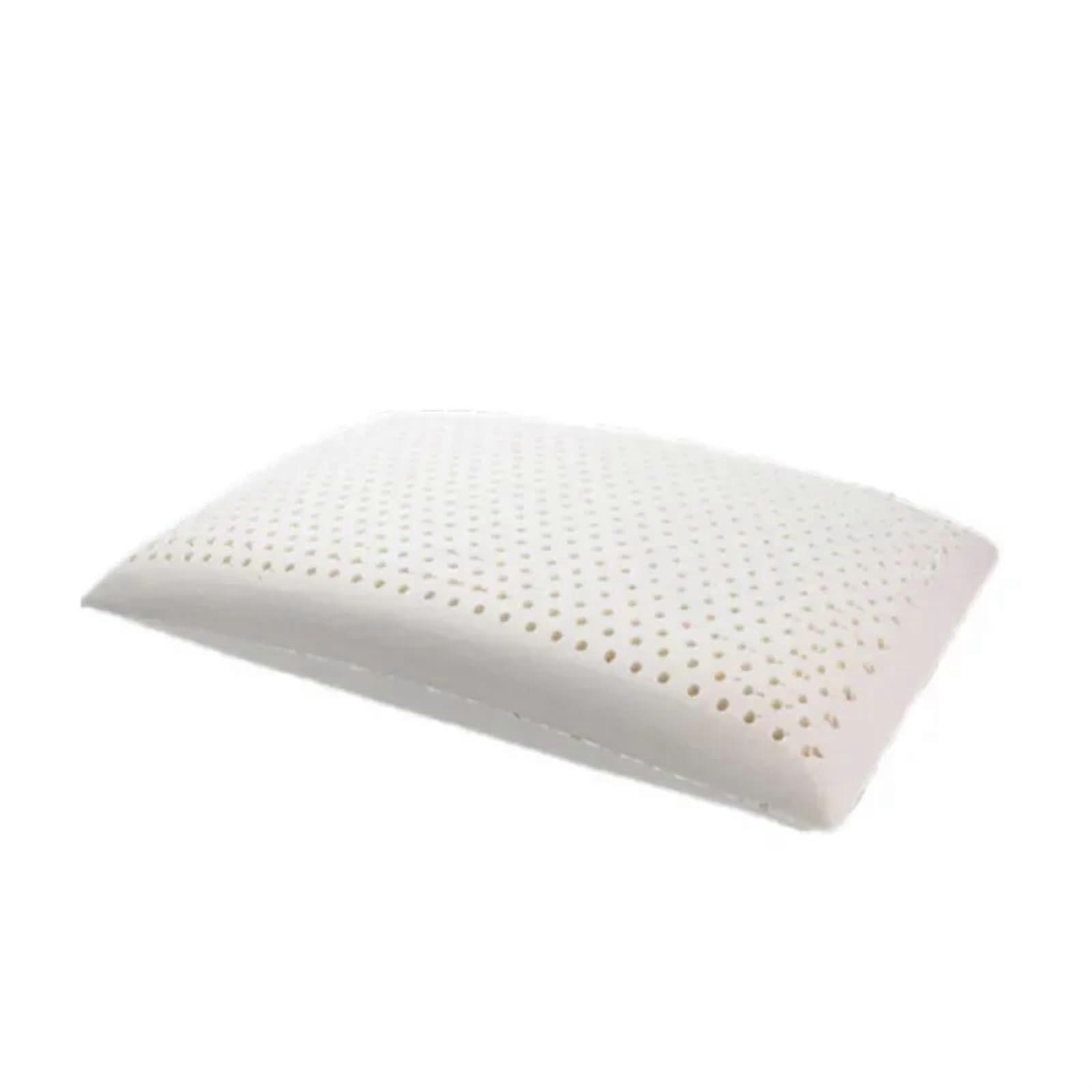 Thin soft natural latex pillow for adults. Ultrathin, low for cervical spine protection 58x38cm White
