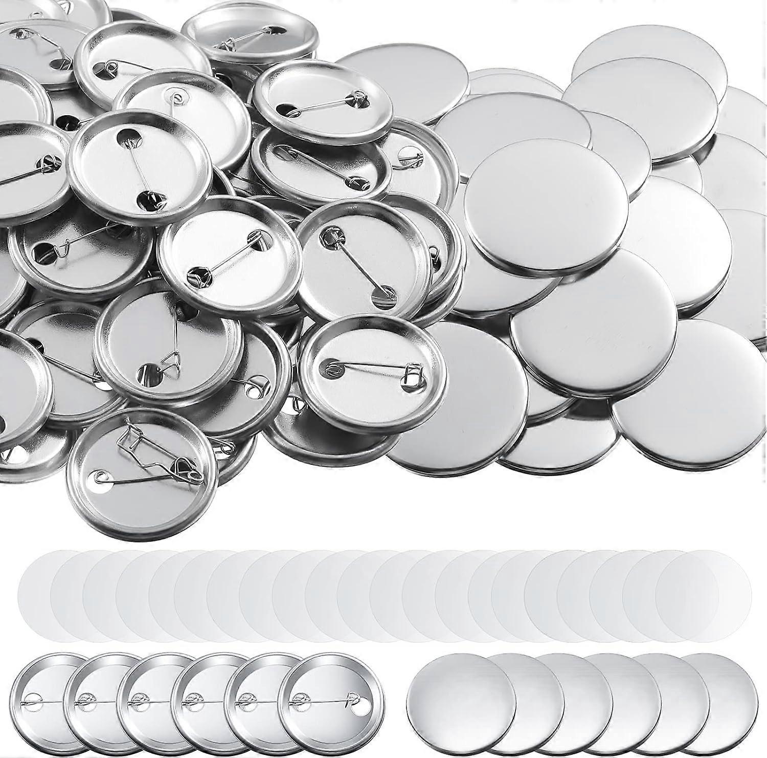 200 Sets DIY Lapel Buttons Kit 58mm Transparent Round Badge Pin Parts Metal Craft Supplies for Custom Badges