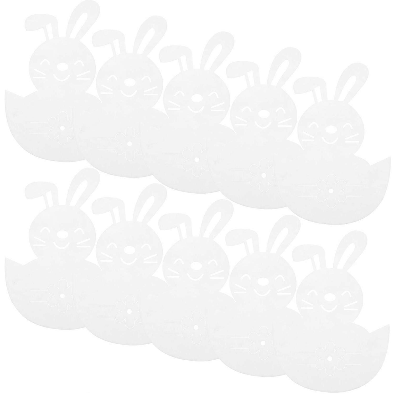 8pcs Easter Bunny Tableware Bags Easter Fork and Knives Bags Easter Bunny Decorations