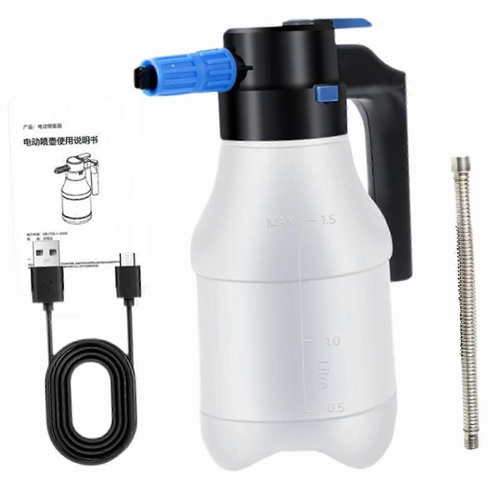 1.5 Liters Electric Foaming Sprayer Set White 28x11.5cm for Vehicle Cleaning