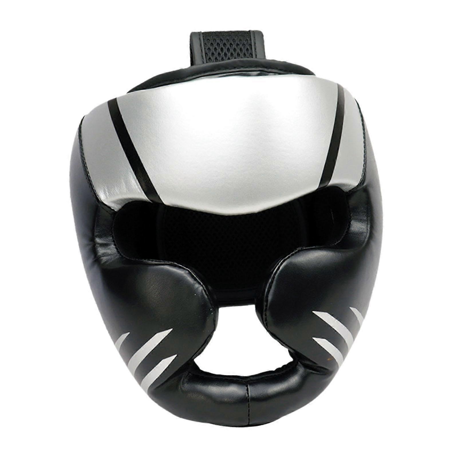 Protective Helmet for Head, Black Martial Arts Face Guard, Size L, Full Coverage Safety Gear for Sparring