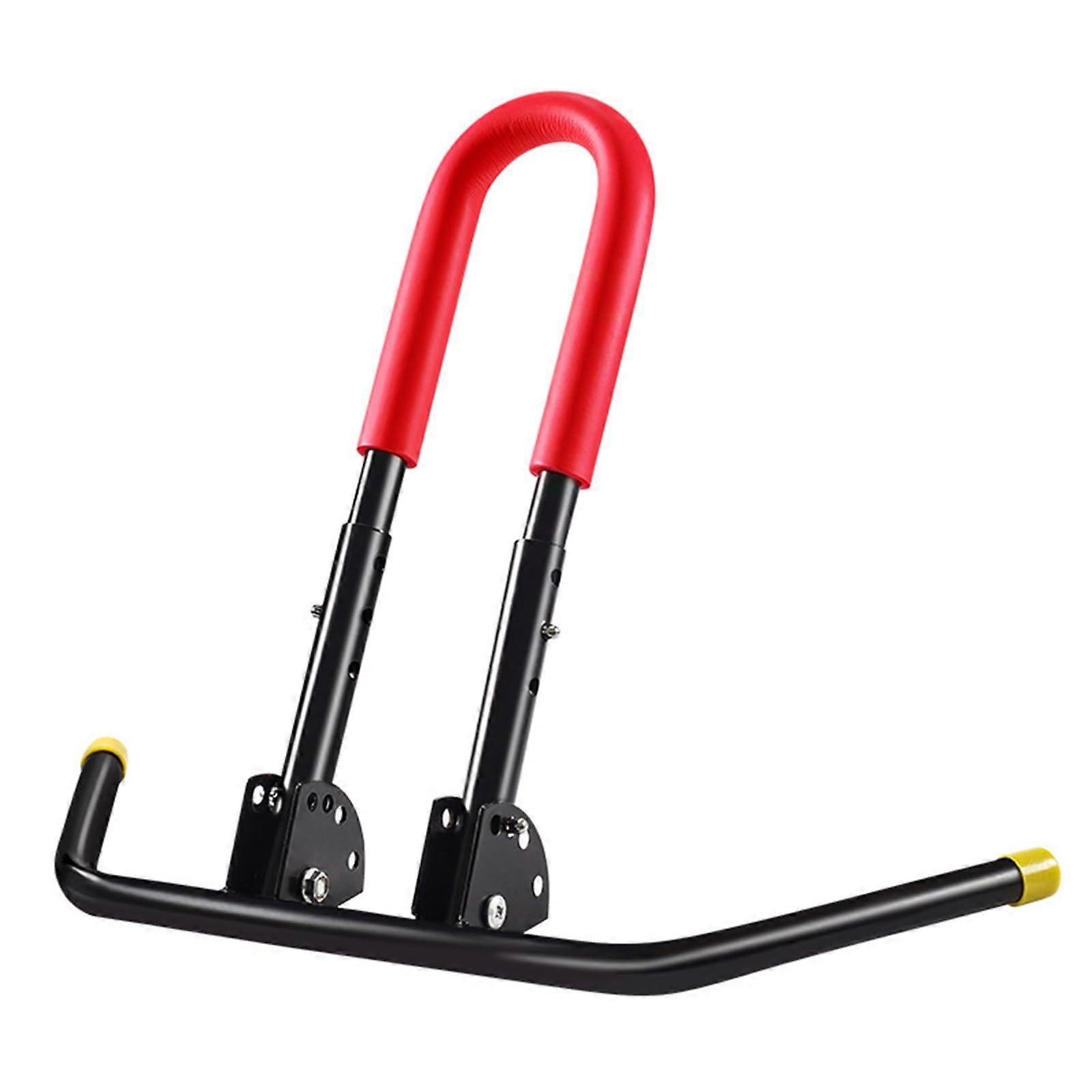 Foldable Metal Bicycle Fader Rack for Easy Wheel Parking and Bike Storage - Red Kickstand with Stair Bracket Compatibility