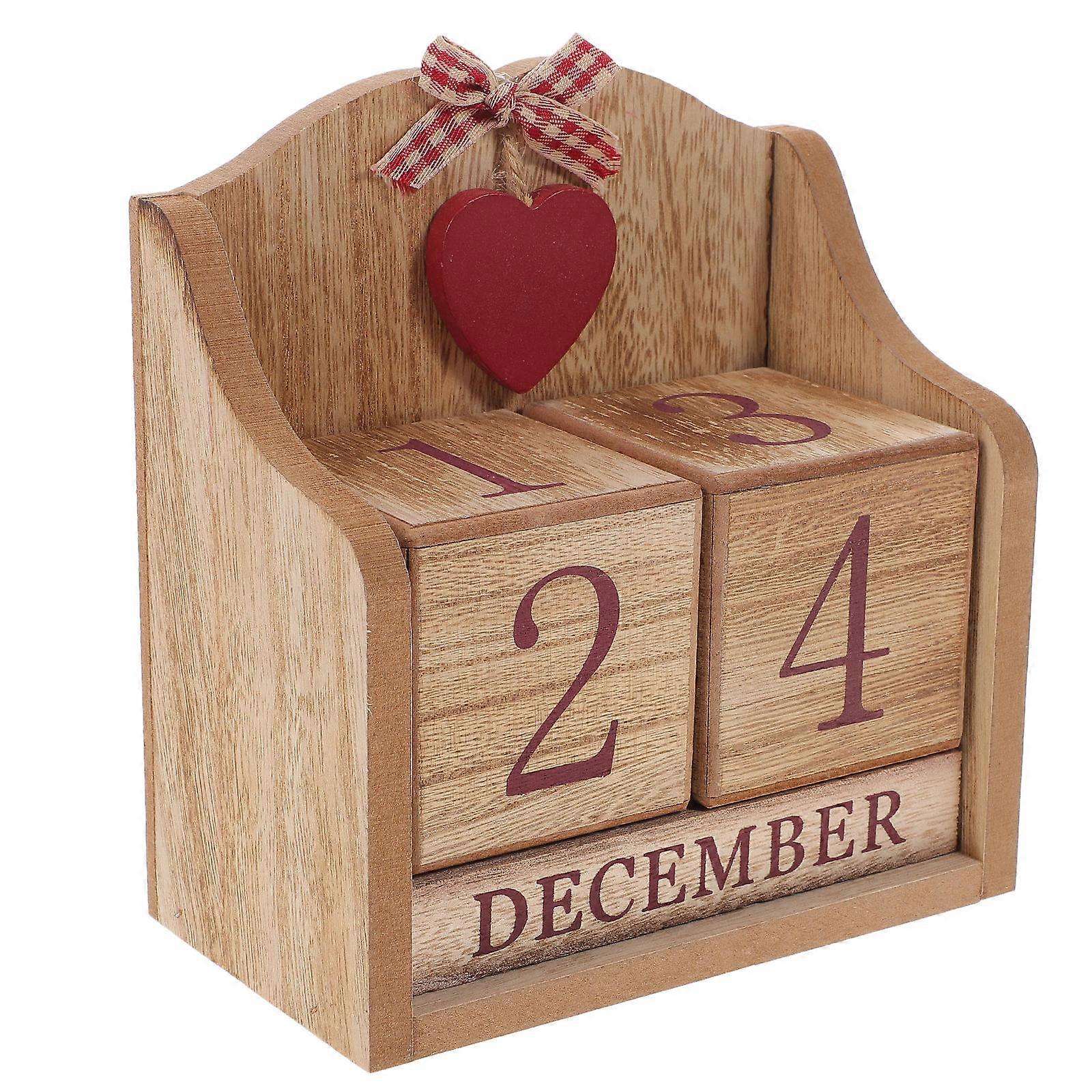 Wooden Perpetual Calendar Blocks Vintage Desktop Date Display Rustic Office Decor Home Decoration Lightweight Practical Desk Calendar Cute Workspace