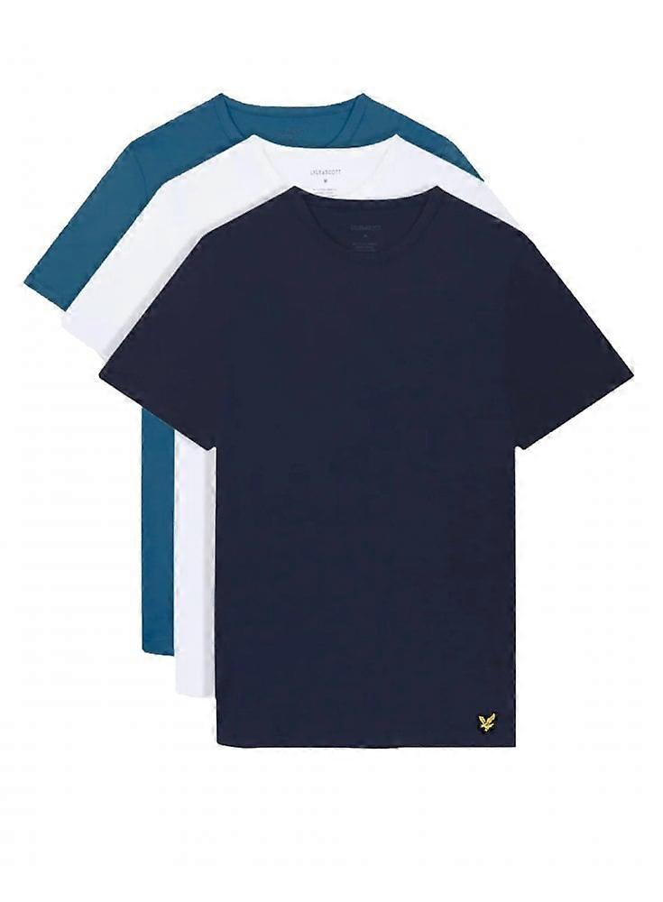 Men's Lyle & Scott Basic 3 Pack T Shirts White/bluestorm/navy