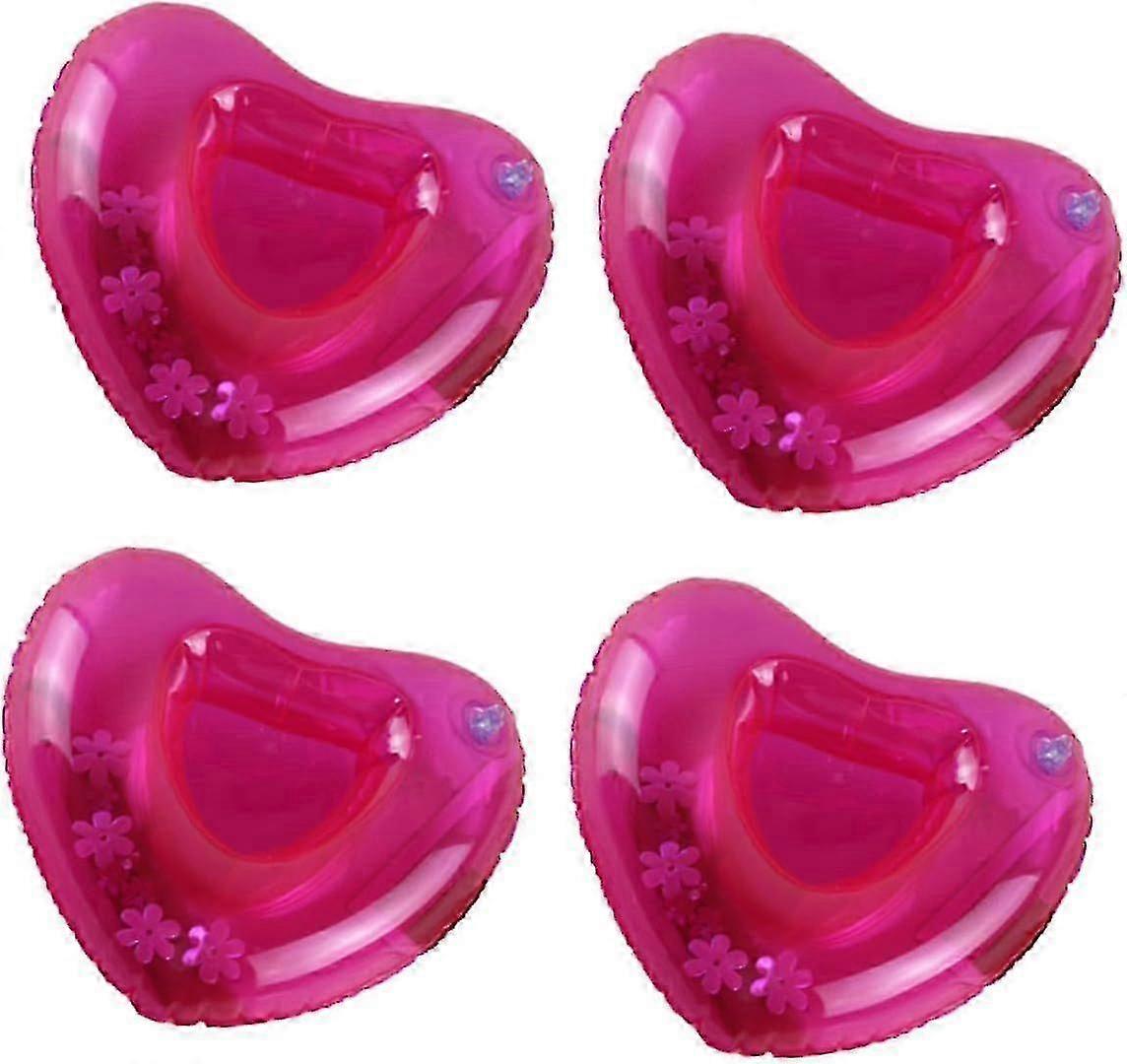 4-Pack Inflatable Cup Holders, Floating Drink Coasters for Pool Party (Rosy)