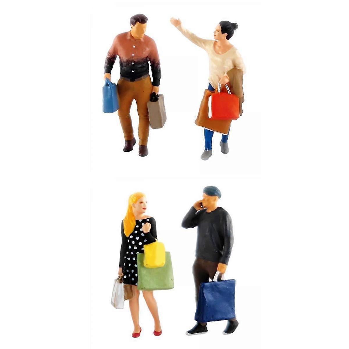 4pcs 1/64 Scale Tiny Figures Shopping Scene Model Layout Diorama S Scale