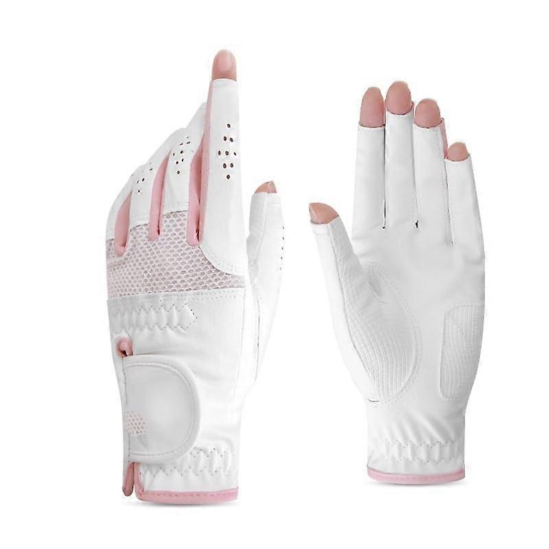 Golf Gloves for Women, Breathable, Wear-Resistant, Comfortable, Soft Touch, White, 18 Model with Color Blocking Feature