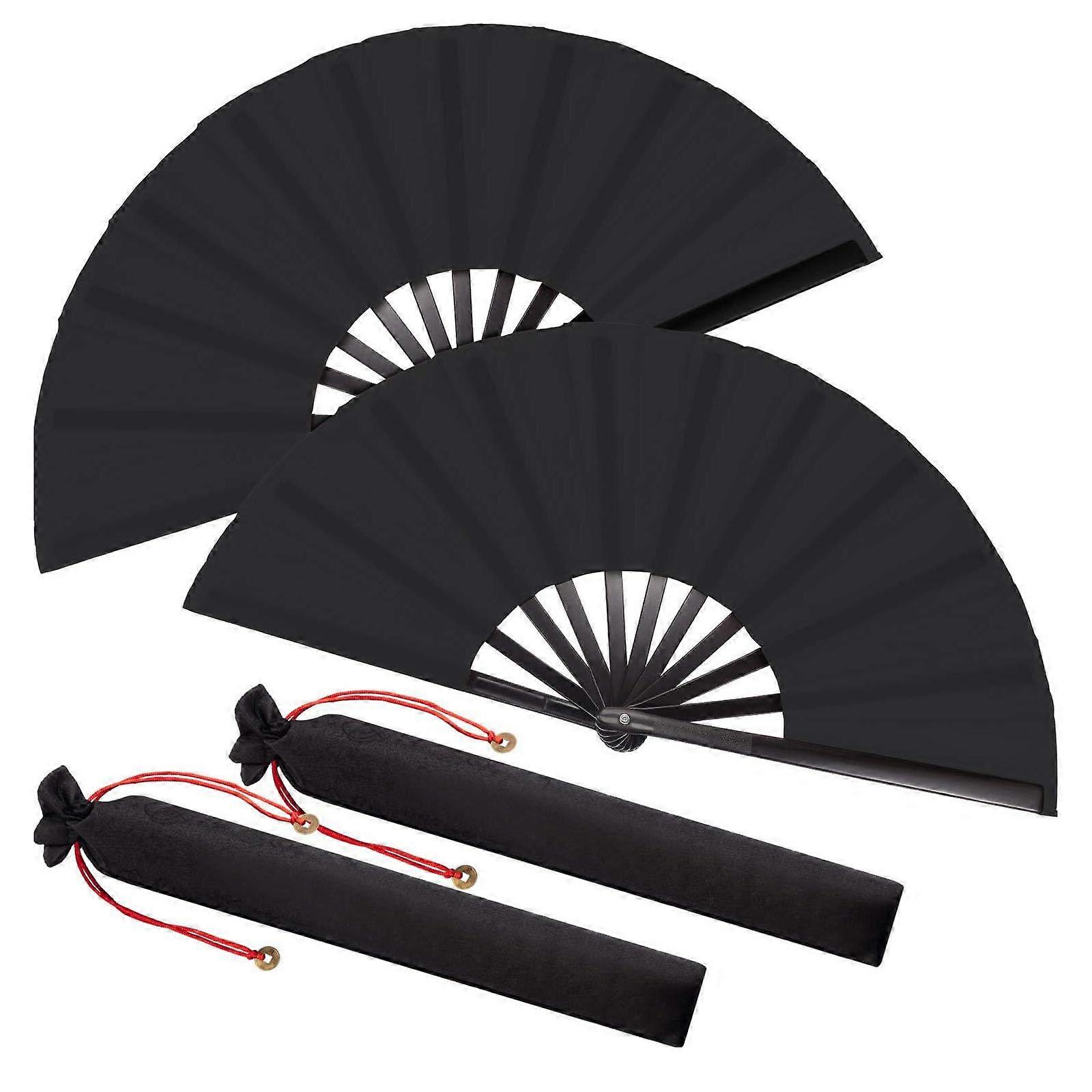 2Set Clacking Fans for Line Dancing, Line Dance Popping Fan, 13x25 inches Hand Fan Foldable for Dancing (2)