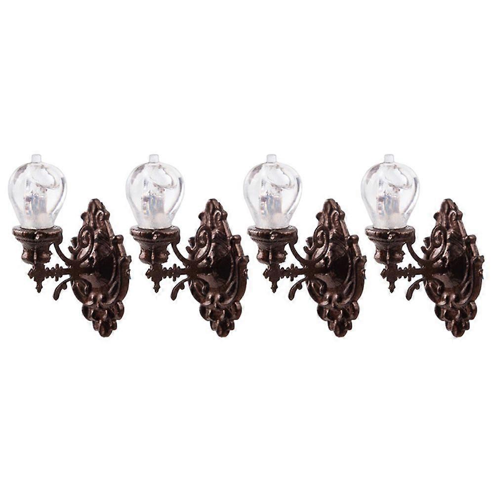 4pcs Simulation Wall Lamp Model Decorative Wall Lamp Model Doll House Lamp Model