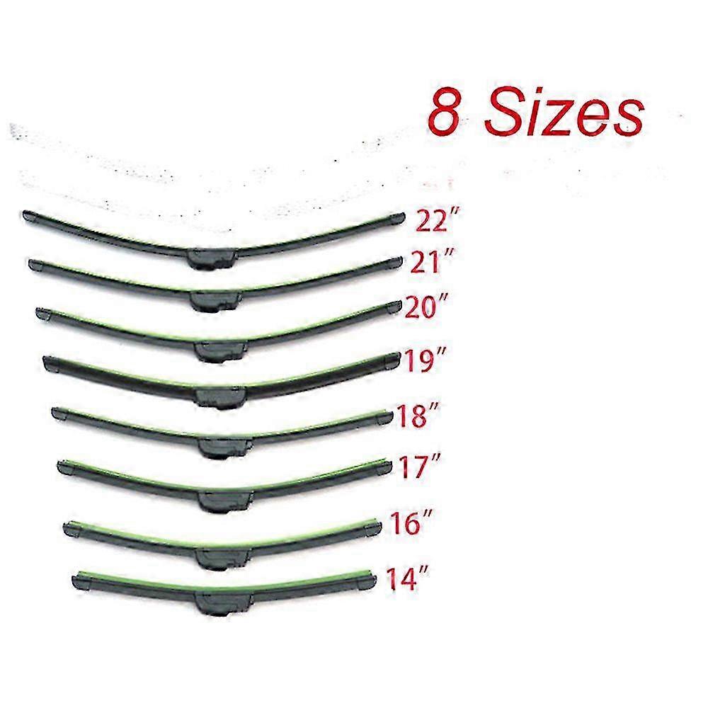 Flexible frameless rubber wiper blade, universal type U, available in 14 to 26 inch sizes, suitable for various car models, essential car ac