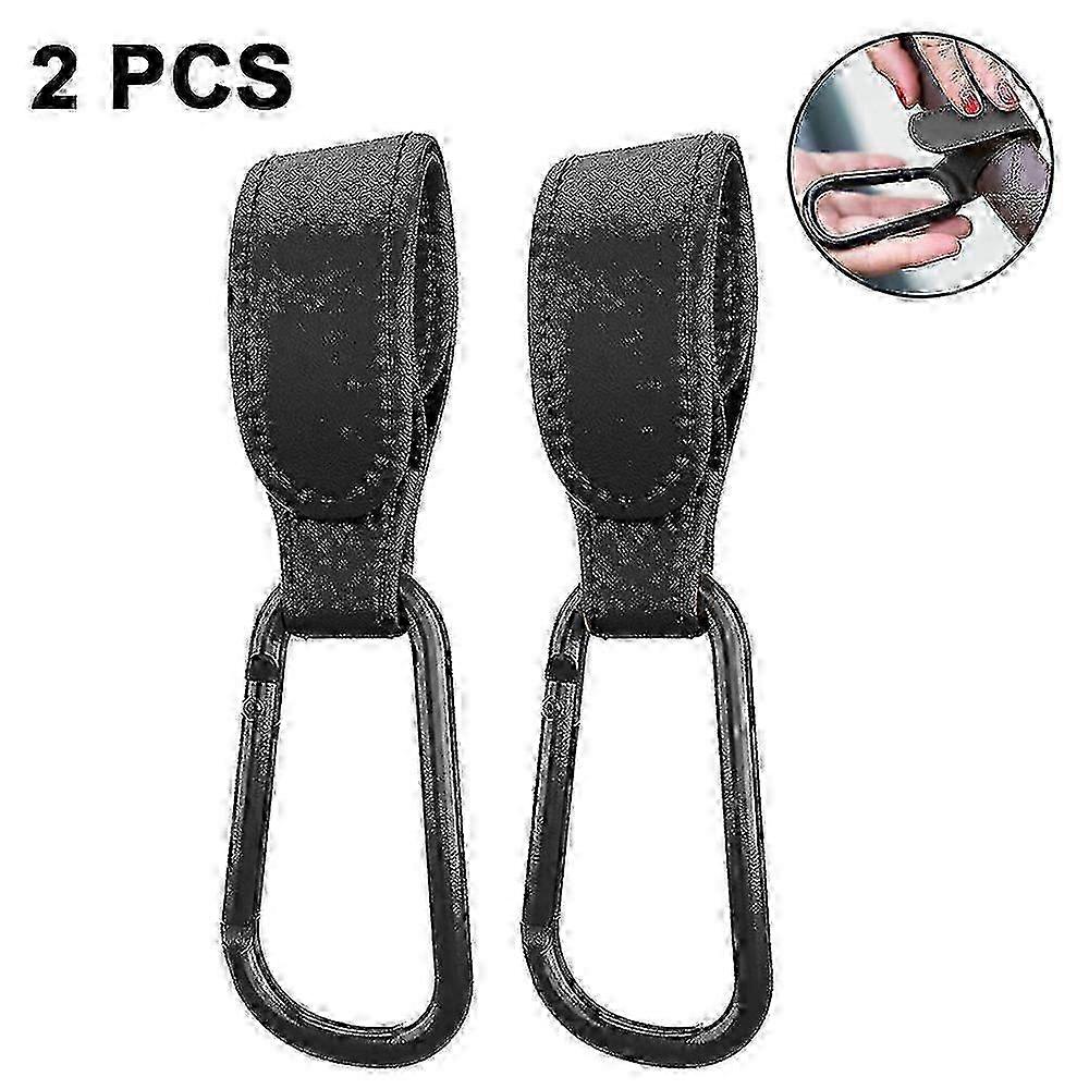 2PCS Stroller Diaper Bag Clips - Black for On/Off Road Use