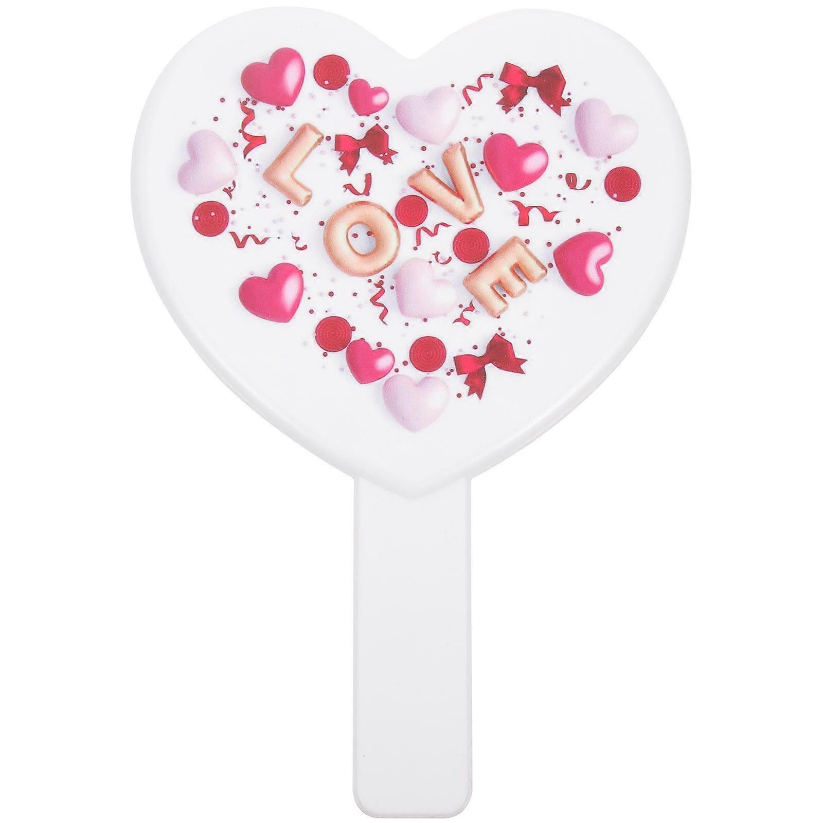 Vanity Mirror with Handle Heart Shape Makeup Mirror Travel Daily Life 18x12.5cm High-Definition Reflection 1Set