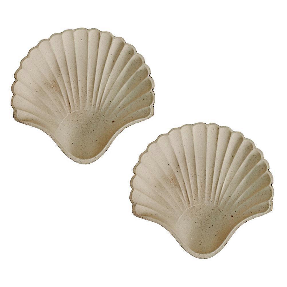 Schmucktablett aus Muscheln, 2er-Set, beigefarbenes Holz, zur Aufbewahrung, mit ästhetischem Muscheldesign