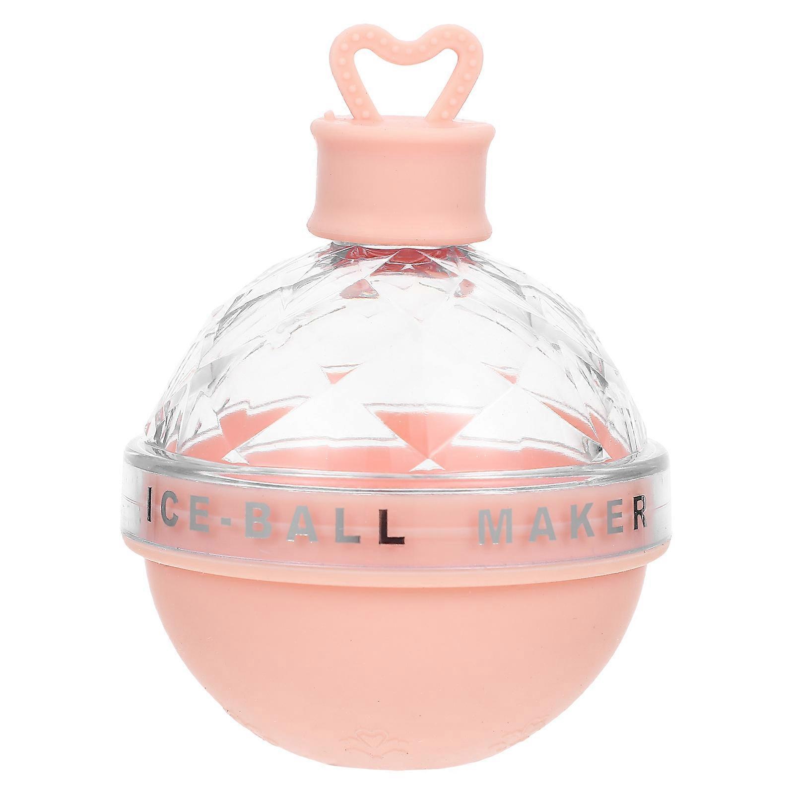 Pink Silicone Ice Ball Maker Mold for Home Use Creates Circular Ice Lattice 2.75 Inches