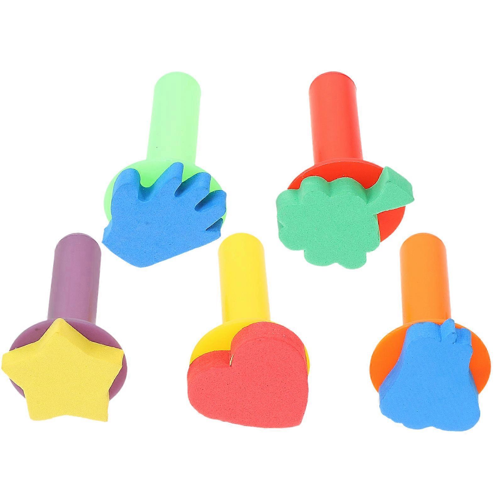 Children Learn Painting Tool Sponge Paint Stampers School Birthday Party 5Pcs