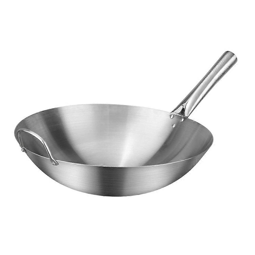 Stainless Steel Round Bottom Wok For Heating Silver 1Pack