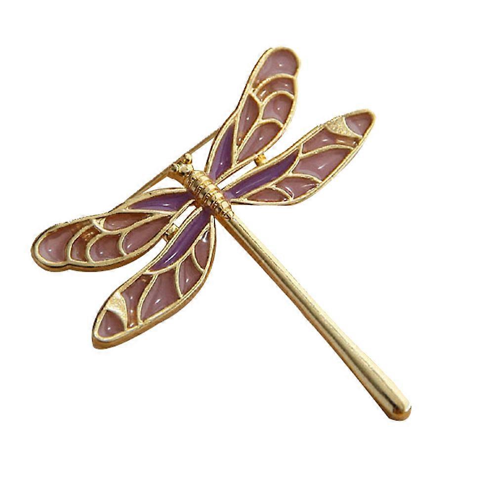 Enameled Woman Brooch in Purple Alloy for Decoration Use with Dragonfly Design 1pc