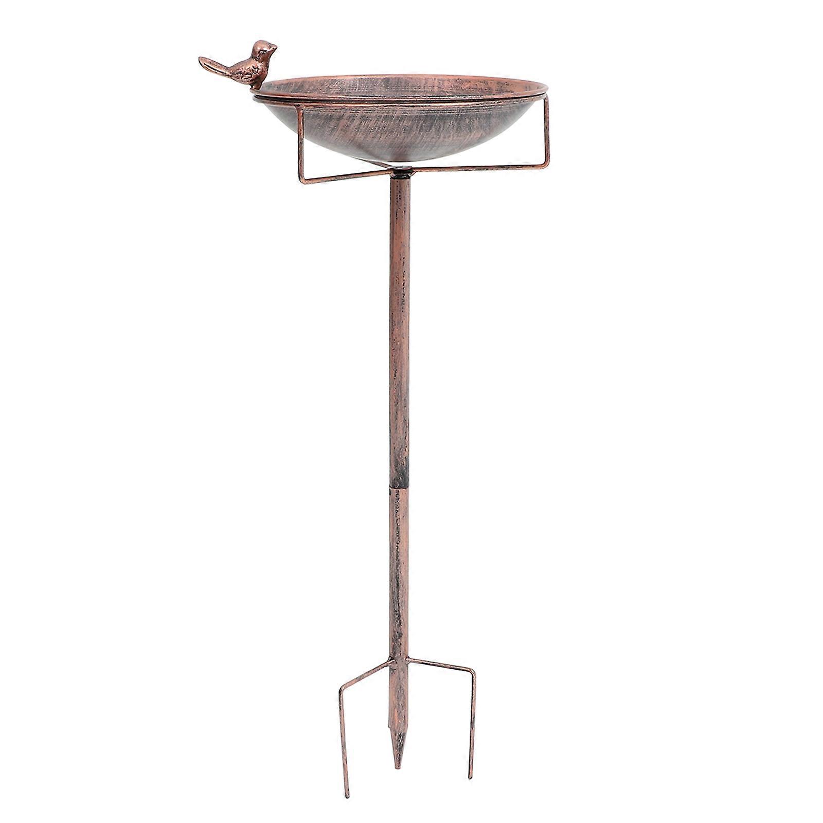 Metal Birdbath With Stake Bird Feeder Basin Durable Iron Construction Garden Use 1Pack