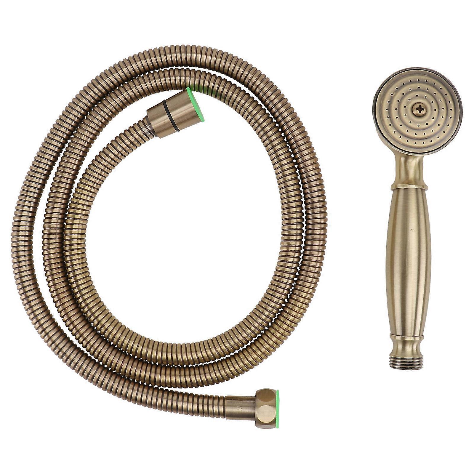 Vintage Brass Handheld Shower Head with Flexible Hose – High Pressure, Water Saving, Durable Retro Design for Bathroom Use