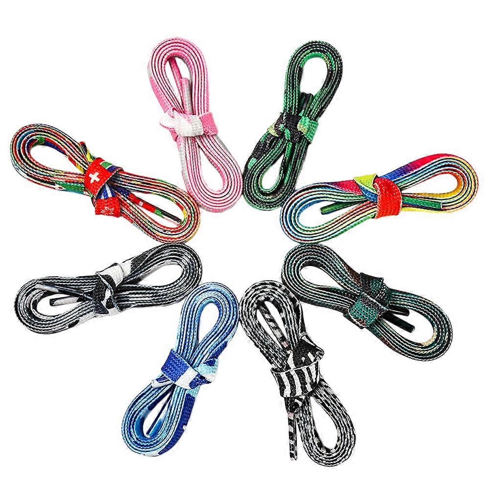 Printed Shoe Strings Polyester Fastening Replacement Lace Casual Wear Athletic Use 100x1cm 8Pairs