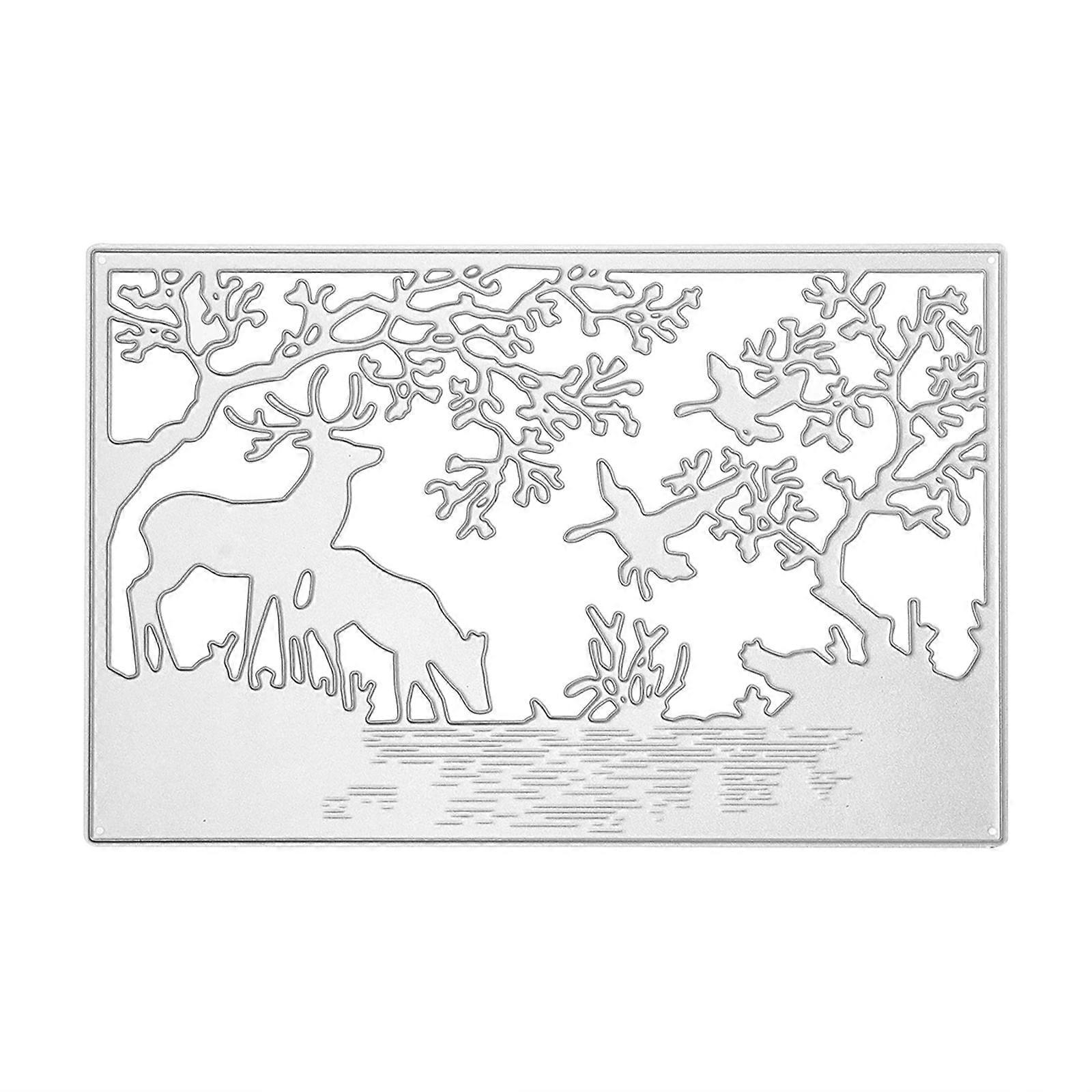 Stencil Embossing Tool Metal Cutting Die Deer Shape Diy Design For Album Decoration Photo Frame 14.6X9.7cm Carbon Steel Crafting Template 1Set