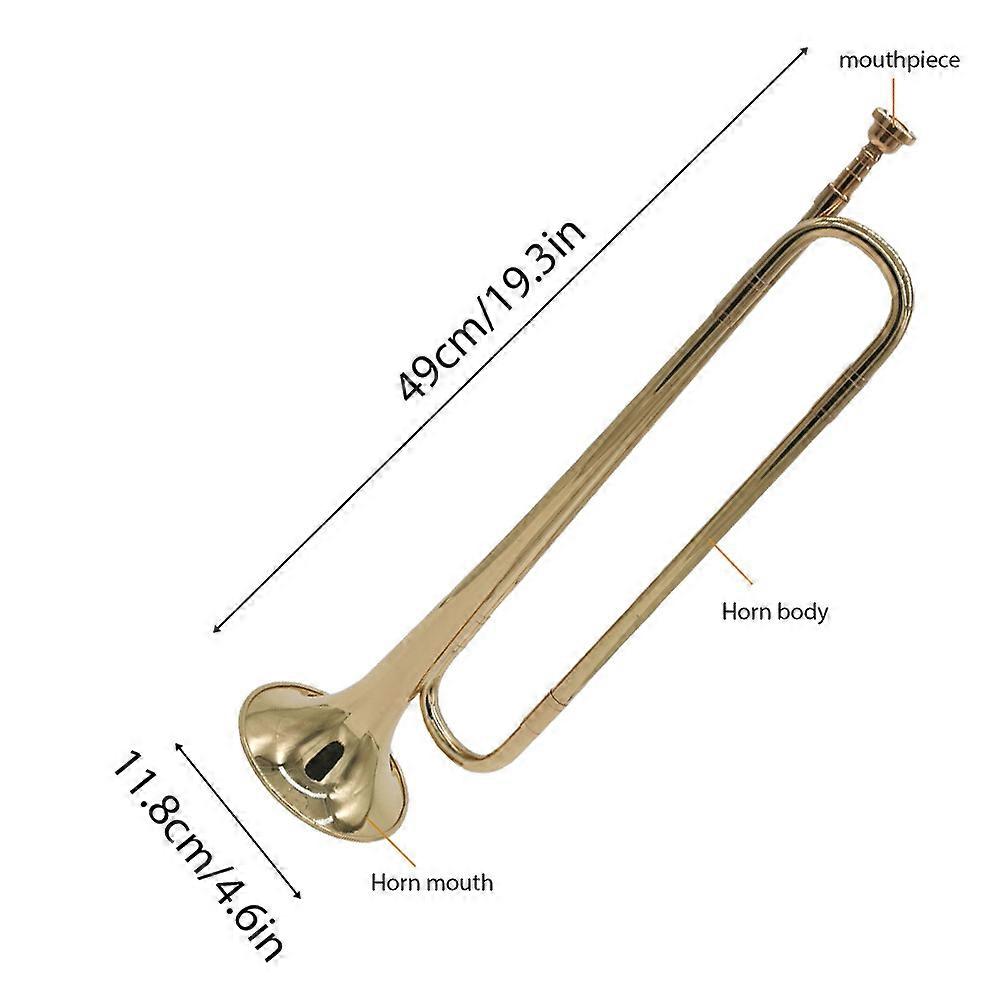 Brass Trumpet Bb Flat Bugle with Mouthpiece Orchestra Music Instrument Gold Lacquer Finish for School Students Beginner Bugle Cavalry Trumpet