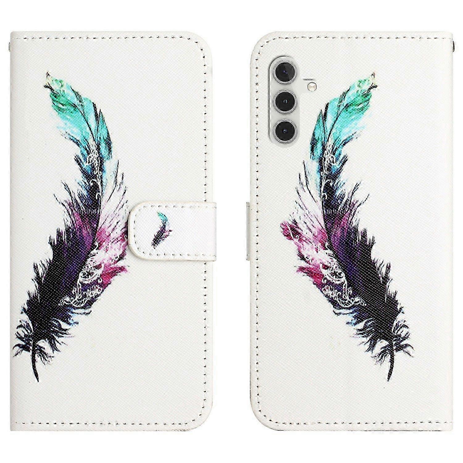 For Compatible Brand Galaxy A26 5G Case Pattern Print PU Leather Wallet Phone Cover Cross Texture - Flower an