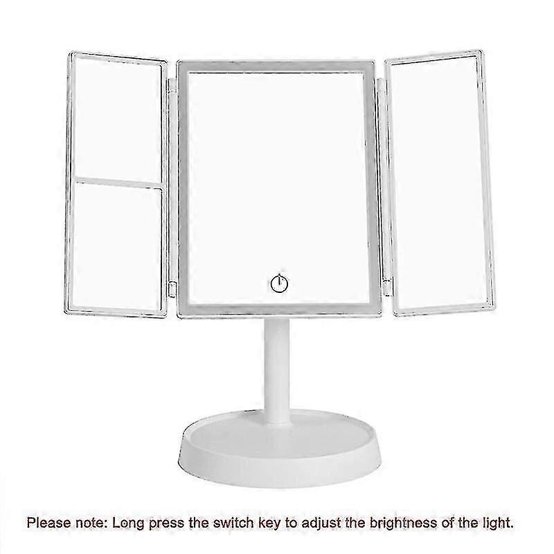 Foldable Makeup Mirror with LED Light 3 Tone Lights Desktop Vanity Mirror 2X/3X Magnifying 360 Adjustable Rechargeable
