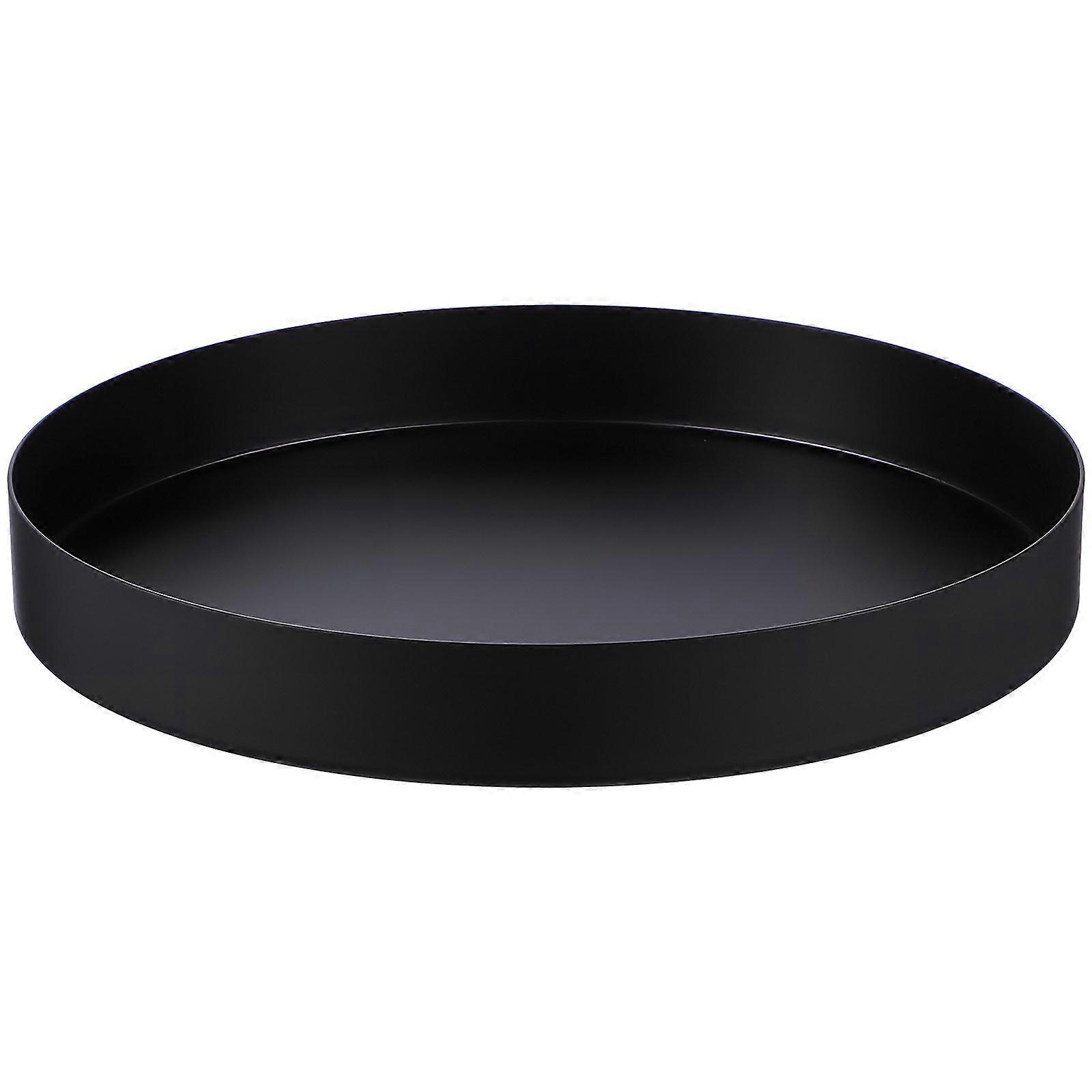 Black Metal Round Serving Tray Decorative Organizing Tray Smooth Easy to Clean Surface Versatile for Food Candles Home Decor